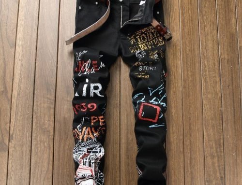 Men’s printed jeans wholesale and retail Black 02