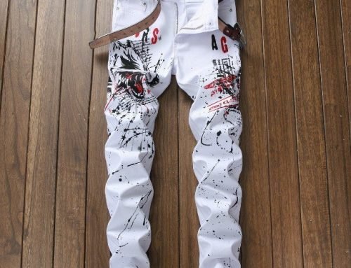 Mens printed jeans sale white pants 06