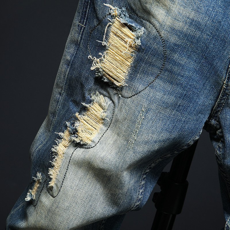 Men's Skinny Slim Fit Ripped Distressed Stretch Jeans Pants